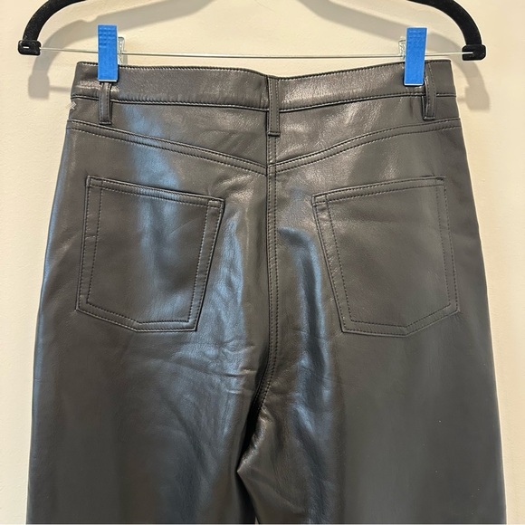 Aritzia Wilfred Melina Faux Leather Pants High Rise Straight Leg Black Size 6 - Picture 15 of 15